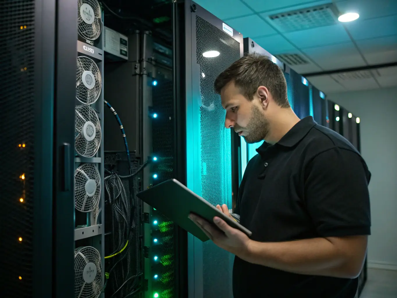 A technician remotely monitoring a network dashboard, highlighting proactive issue detection and resolution for a client's IT infrastructure.